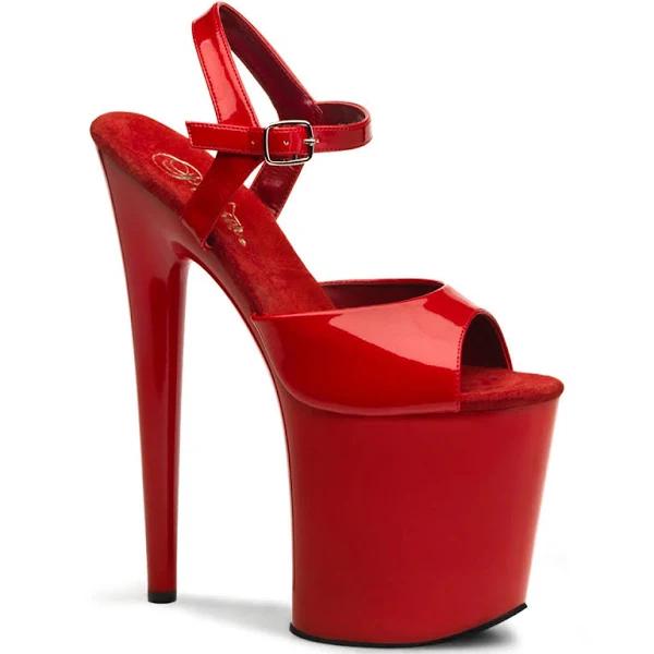Pleaser FLAMINGO-809 - 8" Heel Ankle Strap Platform Sandal, Red Pat/Red