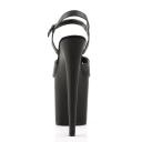 Pleaser FLAMINGO-809, 8" Platform Ankle Strap San - Black/Clear 9