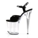 Pleaser FLAMINGO-809, 8" Platform Ankle Strap San - Black/Clear 9