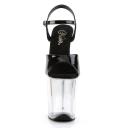 Pleaser FLAMINGO-809, 8" Platform Ankle Strap San - Black/Clear 9