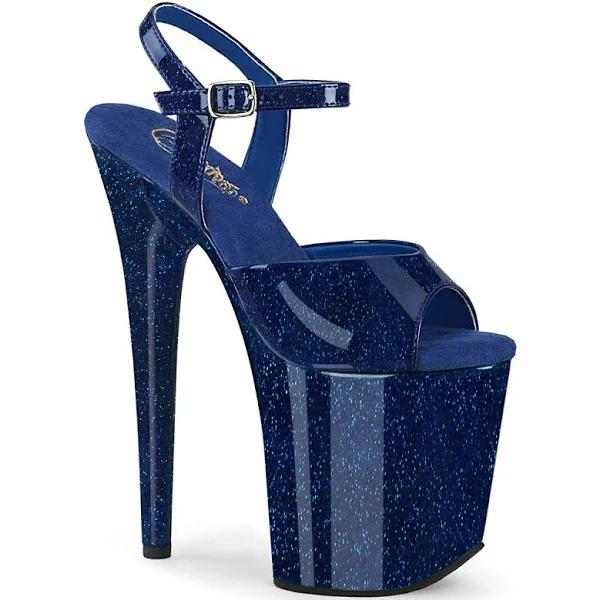 Pleaser FLAMINGO-809GP Navy Blue Glitter Pat/M Size