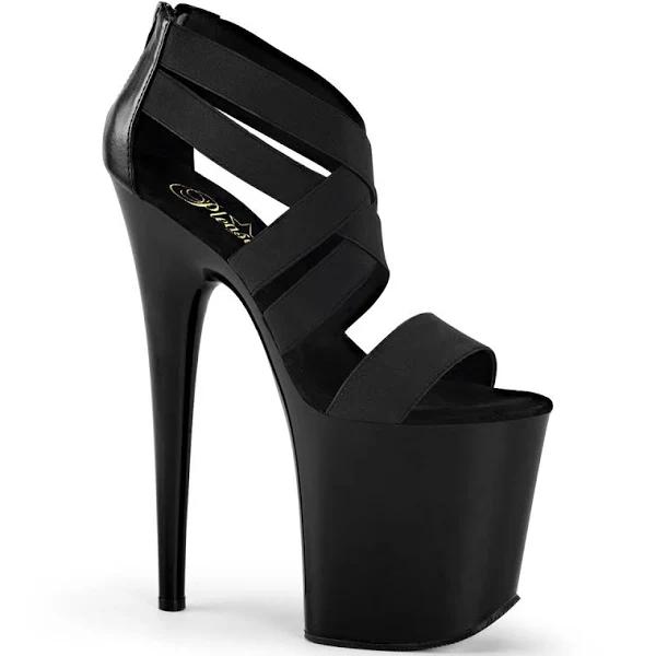 Pleaser FLAMINGO-869 Black Elasticated Band Platform Sandal Size 5