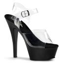 Pleaser KISS-208 Clear/Black Platform Sandal Size 13
