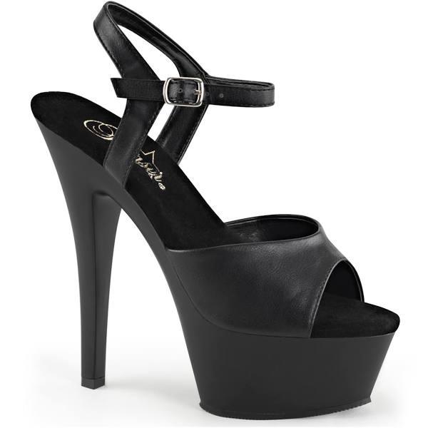 Pleaser KISS-209 Black Faux Leather Platform Sandal Size 5