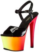 Pleaser - RAINBOW-309UV 9 / Black Patent/Neon Multi