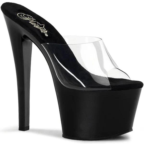 Pleaser SKY-301 Clear/Black Platform Sandal Size 14