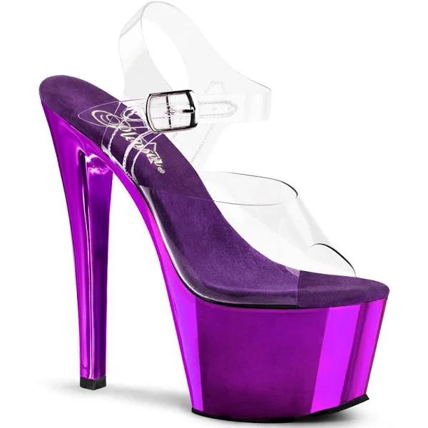 Pleaser - Sky-308 5 / Clear/Purple Chrome