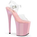 Pleaser SKY-308 Clear/Baby Pink Chrome Platform Sandal Size 12