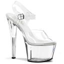 Pleaser SKY-308 Clear/Baby Pink Chrome Platform Sandal Size 12