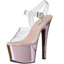 Pleaser SKY-308 Clear/Baby Pink Chrome Platform Sandal Size 12