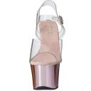 Pleaser SKY-308 Clear/Baby Pink Chrome Platform Sandal Size 12