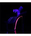 Pleaser SKY-308TT Clear/Black-Neon Pink Platform Sandal Size 6