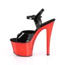 Pleaser Sky-309, 7" Spike Heel Platform Sandal - Red 5