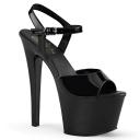Pleaser SKY-309VL, 7" Heel Vegan Ankle Strap Sandal - Black 6