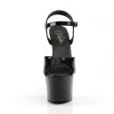 Pleaser SKY-309VL, 7" Heel Vegan Ankle Strap Sandal - Black 6