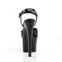 Pleaser SKY-309VL, 7" Heel Vegan Ankle Strap Sandal - Black 7