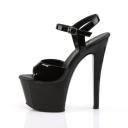 Pleaser SKY-309VL, 7" Heel Vegan Ankle Strap Sandal - Black 9