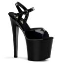 Pleaser TABOO-709 Black Pat Ankle Strap Sandals 12 / Black