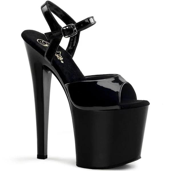 Pleaser TABOO-709 Black Pat Ankle Strap Sandals 12 / Black