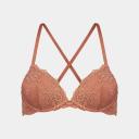 Pleasure State My Fit Lace Graduated Push Up Plunge Bra in Cinnamon Pink 10 A