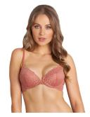 Pleasure State My Fit Lace Graduated Push Up Plunge Bra in Cinnamon Pink 12 A