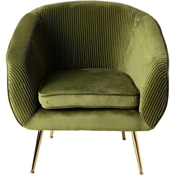 Pleat Velvet Occasional Chair Olive Green | Olive Green | Upholstery | Early Settler Furniture