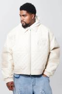 Plus Boxy Fit PU Quilted Collared Bomber