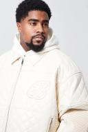 Plus Boxy Fit PU Quilted Collared Bomber