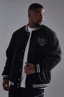 Plus Faux Suede Varsity Bomber