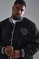 Plus Faux Suede Varsity Bomber