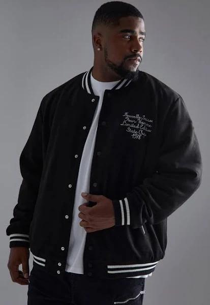 Plus Faux Suede Varsity Bomber