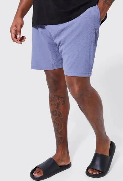 Plus Mid Length Seersucker Swim Shorts