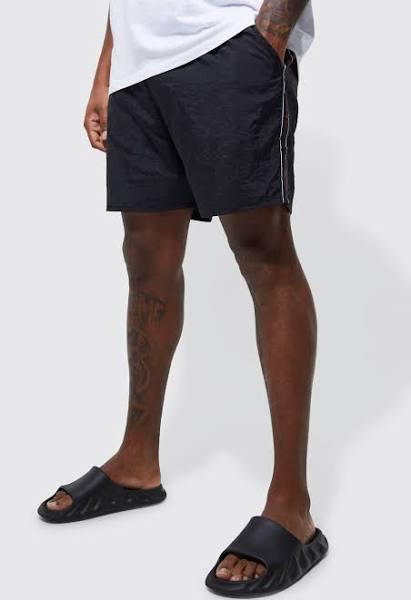 Plus Mid Length Worldwide Tape Swim Shorts