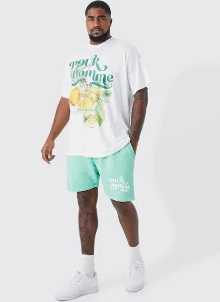 Plus Oversized Fruit T-Shirt & Short Set