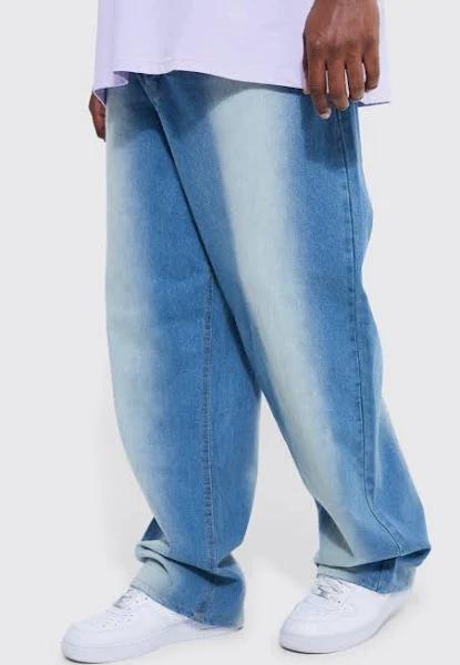 Plus Relaxed Rigid Washed Panel Jeans