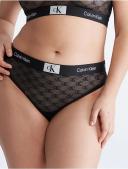 Plus Size CK96 Logo Lace Thong Black 1x