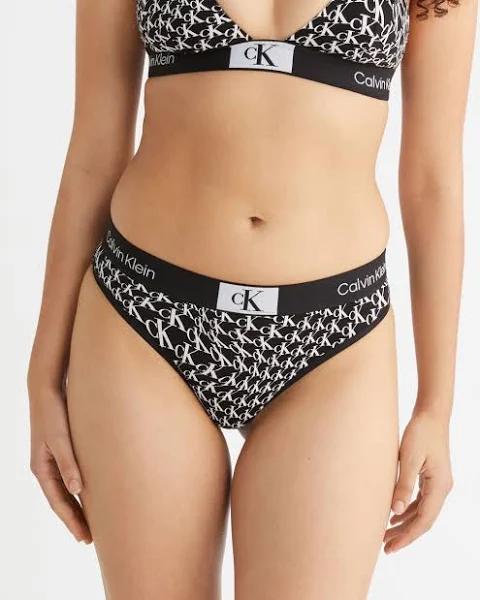 Plus Size CK96 Logo Lace Thong Black 1x