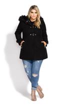 Plus Size Coat Wonderwall in Black, Size 22/XL | City Chic