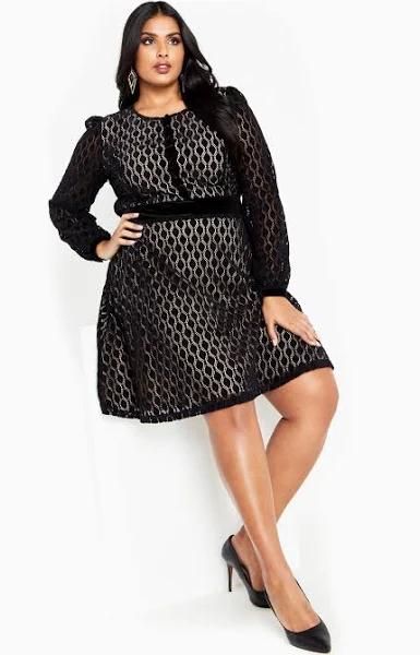 Plus Size Dress Edie in Black, Size 14, Polyester | City Chic