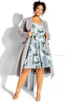 Plus Size Dress Hydrangea in Monaco Blue Bloom, Size 12 | City Chic