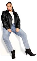Plus Size Jacket Aria in Black/Black Trim, Size 12 | City Chic