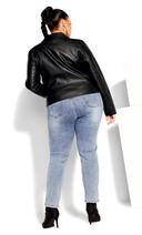 Plus Size Jacket Aria in Black/Black Trim, Size 12 | City Chic