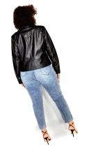 Plus Size Jacket Aria in Black/Black Trim, Size 14 | City Chic