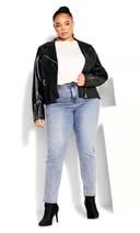 Plus Size Jacket Aria in Black/Black Trim, Size 22 | City Chic