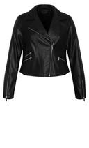 Plus Size Jacket Aria in Black/Black Trim, Size 22 | City Chic