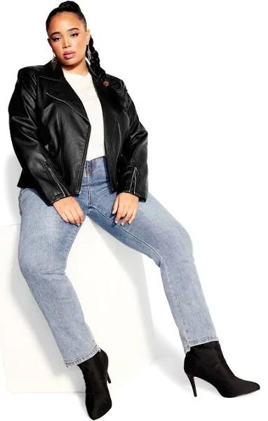 Plus Size Jacket Aria in Black/Black Trim, Size 22 | City Chic