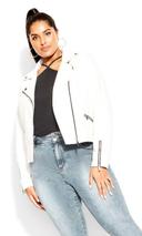Plus Size Jacket Aria in Ivory/Black Trim, Size 16 | City Chic