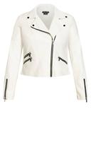 Plus Size Jacket Aria in Ivory/Black Trim, Size 16 | City Chic