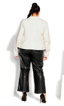 Plus Size Jacket Aria in Ivory/Black Trim, Size 16 | City Chic