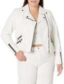 Plus Size Jacket Aria in Ivory/Black Trim, Size 16 | City Chic